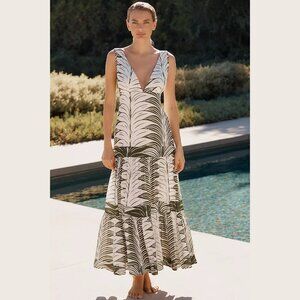 NEW Palmacea Size L Women's Medina Midi Dress - Grey Pattern